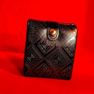 Black Full Embossed Leather Travel Jewelry Case Organizer - pre-owned